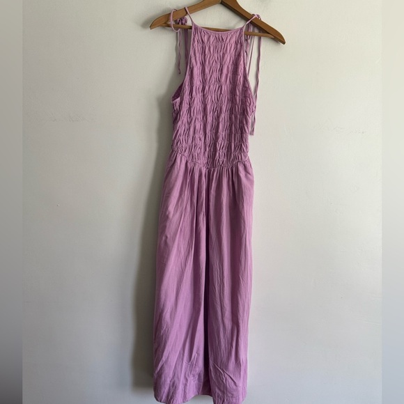 Free People Fp Beach Free-Est Gitana  Maxi Dress Linen Pleated Billowy Smocked - Picture 6 of 10